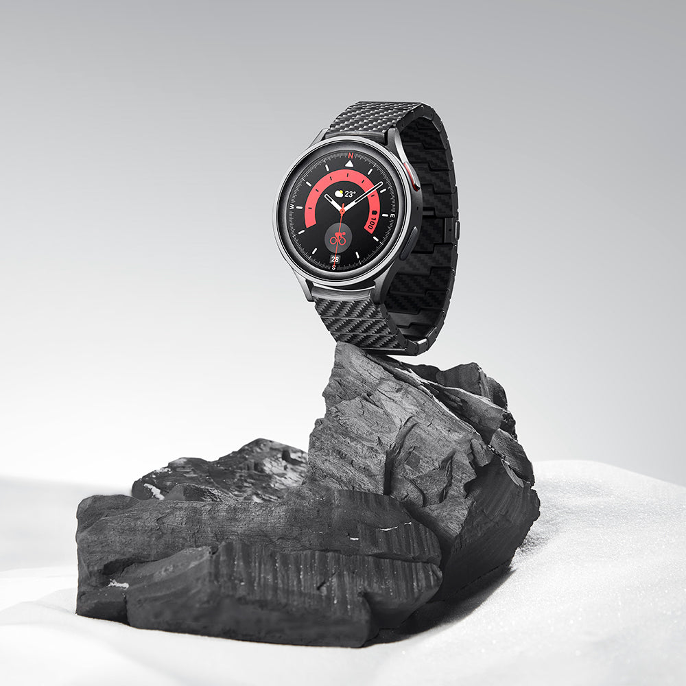 Pitaka Modern Serisi Galaxy Watch 5 40mm Karbon Fiber Black-Grey Twill Kordon Pitaka Modern Serisi Galaxy Watch 5 40mm Karbon Fiber Black-Grey Twill Kordon
